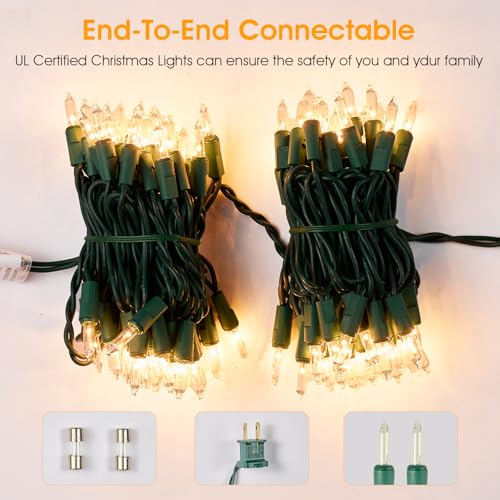 Christmas Lights,100 Count Lights with Green Wire,21ft UL Certified Tree String Lights for Indoor Outdoor Christmas Decoration,Home Garden,Party Decorations Warm White Green Wire - color: Warm White Green Wire