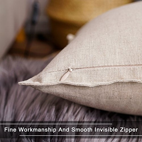 Jeanerlor Cotton Linen Soild Decorative Yellow 12"x20" Lumbar Throw Pillow Case Cushion Cover with Twin Needles Stitch on Edge for Coffee Shop/Bar/Balcony (30 x 50cm) - color: Light Linen, size: 20" x 12" (Pack of 1)