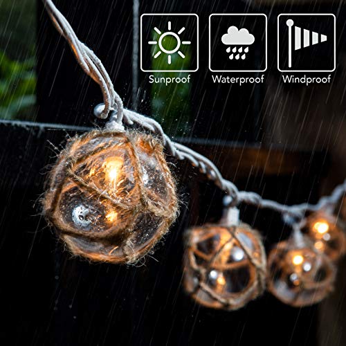 Nautical Fish Float String Lights Outdoor, Beach String Lights Set of 10 Clear G50 Ball Nautical Float Lights String for Room Wall Decor Outdoor Patio Decorations - color: Clear