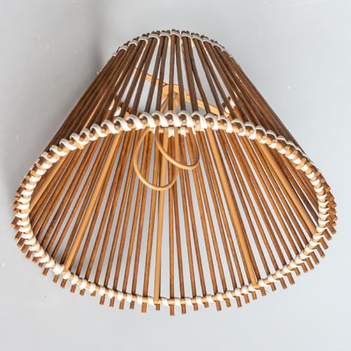 Rattan Clip-On Mini Lamp shades, Handmade Bamboo Wicker Cover Shades for Lamps and Chandeliers,2.9" Top X 6.5" Bottom X 4.5" Slant Height (2, Coffee Brown) - color: Coffee Brown