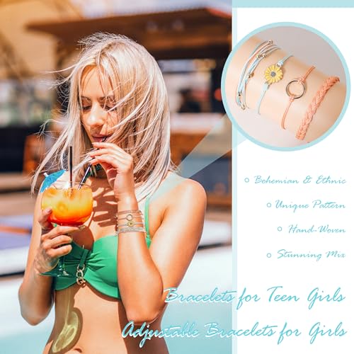 choice of all String Bracelets for Women Boho Wave Surfer Beach Wear Cute Bracelets Set Summer Friendship Jewelry Accessories Beach Stuff - color: B1:white beach surfer bracelets