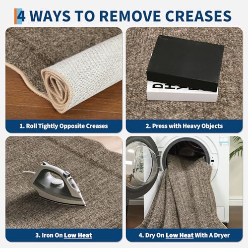 GarveeHome Scalloped Washable Round Rugs, Non-Slip Soft Round Rug 4ft Ultra-Thin, Small Boho Circle Stain Resistant Low Pile Carpet for Entryway Kitchen Bedroom Nursery Bathroom, Brown - color: Taupe, size: 4' (Round)