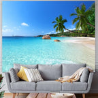 Racunbula Ocean Beach Tapestry Wall Hanging Tropic Paradise Beach Tapestry Coconut Tree Tapestries Hippie Bohemian Tapestries Palm Tree Wall Art Poster for Home Decor - size: 59.1"L x 51.2"W