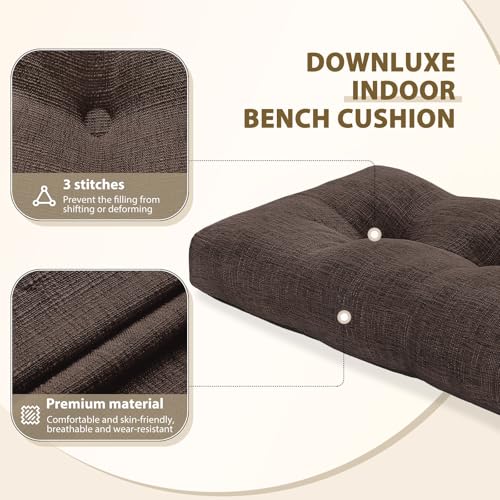 downluxe Indoor Bench Cushion for Indoor Furniture, Non-Slip Tufted Overstuffed Textured Foam Bench Seat Cushion, 36" X 14" X 4", Brown, 1 Pack - color: Brown, size: 36x14 Inch (Pack of 1)