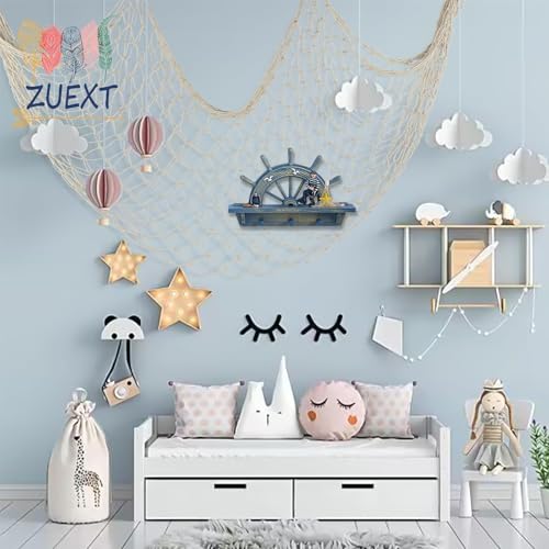 ZUEXT Beige Decorative Fishing Net 80x40 Inch, Large Picture Fish Net, Wall Photo Hanging Fishnet for Nautical Mermaid Pirate Ocean Themed Hawaii Beach Under the Sea Party Decorations - color: Beige White, size: 80" x 40" - 1 Pack