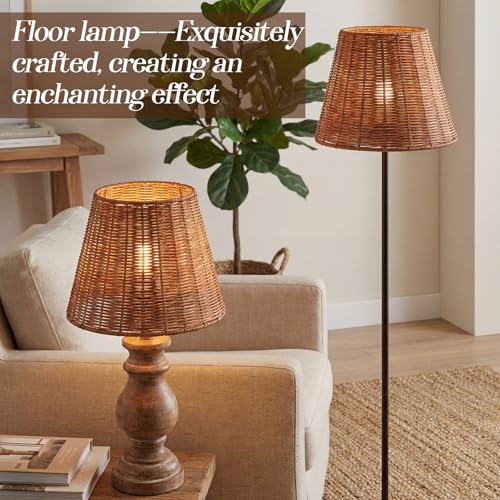 1 Pack Natural Rattan Spider Boho Lamp Shade Handwoven Indonesian Rattan, Large Wicker Woven Lampshade for Table & Floor, Boho Decor (5.9" Top × 9.8" Bottom × 7.9" Slant,Frustum Shape) - size: 5.9" Top × 9.8" Bottom × 7.9" Slant