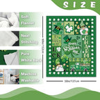 Happy St Patricks Day Flannel Throw Blanket, Lucky Charm Shamrock Clover Gnome Truck Top Hat Birthday Gifts for Kids Men Women, Irish Spring Gold Coins Soft Blankets for Bedding Sofa 50" x 60" - color: Happy St Patricks