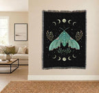 Pure Country Weavers Luna and Moth by Episodic Drawing - Gift Tapestry Throw Blanket Woven from Cotton - Made in The USA (72x54) - color: Luna and Moth, size: 72x54