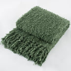 Winter Knit Throw Blanket Fluffy Fuzzy Soft Lightweight Cozy Farmhouse Tassels Chunky Knitted Throws for Couch Sofa Bed (Green, 50"x60") - color: Green, size: 50"x60"