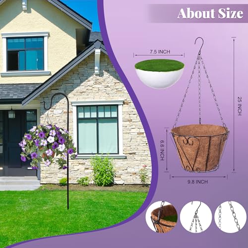 Ammyoo Artificial Hanging Fake Flowers with Basket Plants for Outdoor Decoration, Faux Silk Flower UV Resistant Morning Glory for Home Porch Patio Garden Balcony Yard Look Real (Purple White) - color: Purple White Basket, size: 3 Pcs with Basket