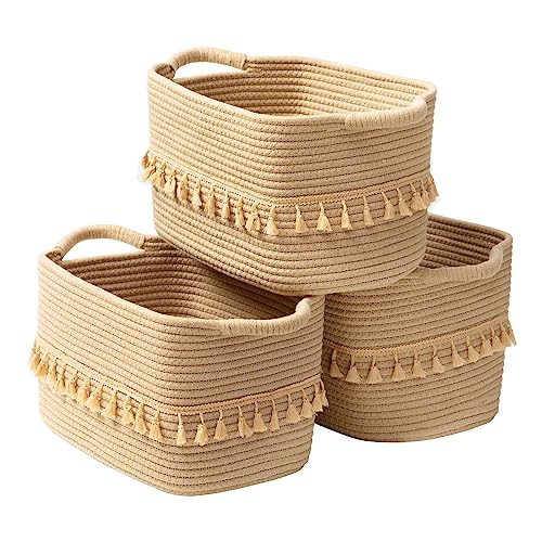 TeoKJ Storage Basket 3 Pack for Organizing, Rope Cotton Baskets for Toy, Clothes, Blankets, Decorative Basket for Living Room, Nursery, Bathroom, Jute - color: Jute, size: 3 Pack