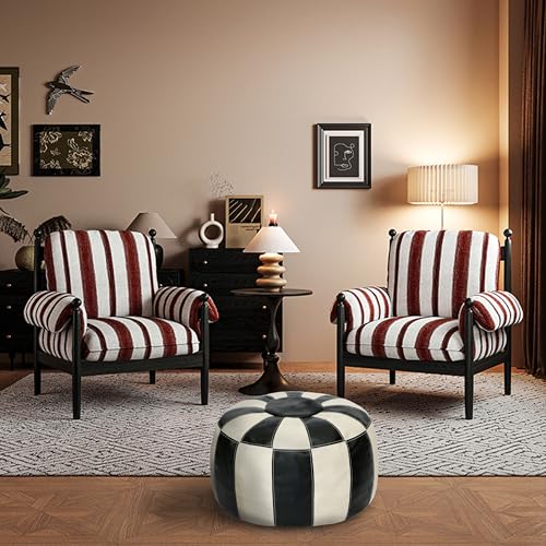 Thgonwid Unstuffed Moroccan Ottoman Pouf Cover, Ottoman Footstool Storage Solution, Bean Bag Chair, Foot Rest, Multi-Black&White - color: Multi-black&white