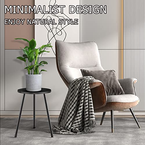 KINNARY Plant Stand Indoor, Mid Century Wood Plant Stand Black Plant Table for Flower Pots, Tall Metal Plant Holder, Modern Home Decor Small Round Side End Table (11.8"x16") - color: Black 11.8"x16"