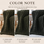 Battilo Chunky Knit Throw Blanket for Couch, Hand Made Chenille Throw Blanket, Super Soft Warm Cozy Olive Green Blanket for Bed, Sofa, Living Room, 50"x60" - color: Olive Green