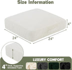 Floor Pillow for Adults, 4" Square Floor Cushions with Washable Cover, Large Corduroy Meditation Pillow, 24 inches Tatami Seat with Handle for Living Room or Yoga, Beige