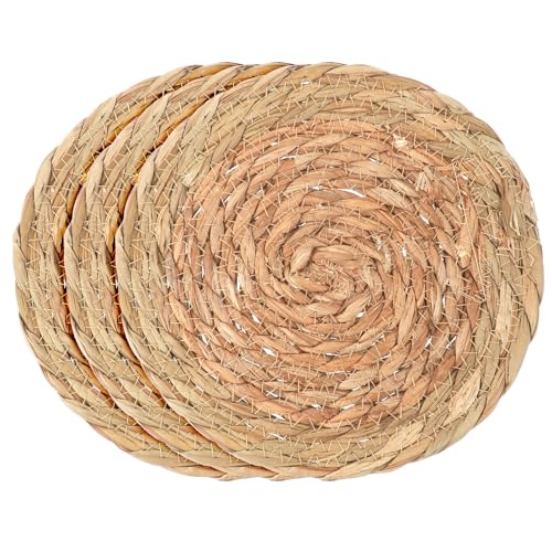 3Pcs Boho Trivets for Hot Dishes, 8 Inch Heat Resistant Hot Pads, Braided Pot Holders for Kitchen Countertop, Farmhouse Boho Decor with Storage Basket