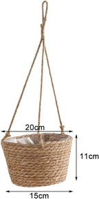 Ejoyous Hanging Planter Basket, Rustic Woven Flower Hangers for Indoor and Outdoor Plants Boho Style Hanging Straw Basket for Porches and Patio Decor (2pcs)
