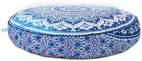 Decorative Ombre Mandala Large Round Pillow Sham Floor Cushion Bohemian Ottoman Pouf Footstool Case Outdoor Yoga Mat Boho Decor Sofa Cover
