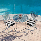 FUNHOME 15"x15"x4" Bistro Chair Cushion Set of 2, Water Repellent Round Outdoor Chair Cushions with Ties, Patio Tufted Chair Pads for Home Garden (Black White Stripe) - color: Black White Stripe