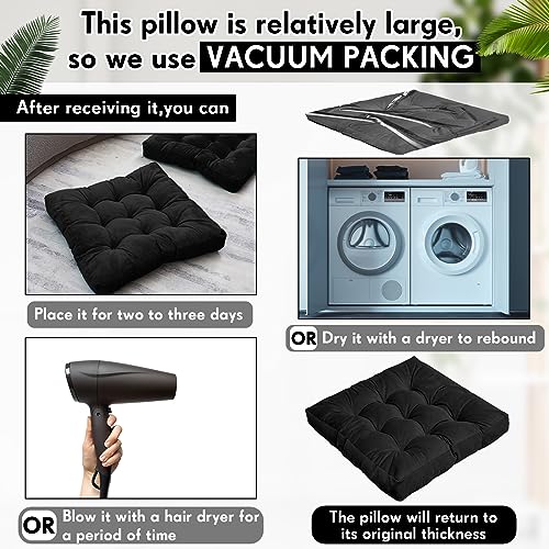 Jerify Floor Pillow Cushions Large Round Square Large Meditation Floor Pillow for Classroom Adult Meditation Picnic Party Seating Learning Daycare School(Square,Black,4 Pcs) - color: Black, size: Square
