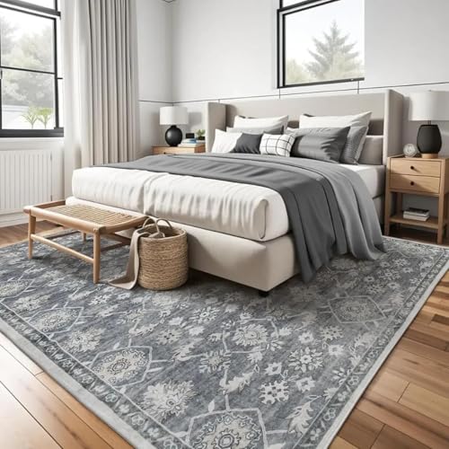 Boho Vintage Distressed Area Rug - Large Machine Washable Non-Slip Carpet, Low Pile Soft for Living Room Bedroom Office Dorm Nursery Dining, Indoor Home Decor(46x76cm（1.5x2.5ft）