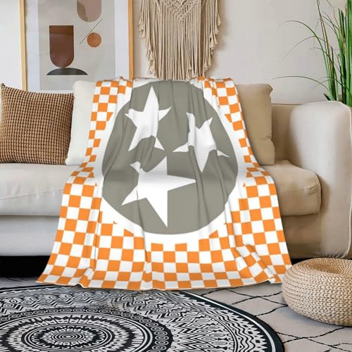 HGOD DESIGNS Tennessee Throw Blanket Ultra Soft Warm All Season Tennessee Orange Grey Star Flag Decorative Fleece Blankets for Bed Chair Car Sofa Couch Bedroom 40"X50" - color: Tennessee, size: 40x50 inch
