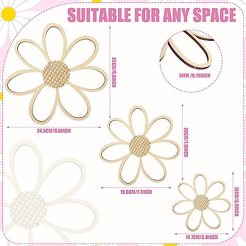Thyle 6 Pcs Daisy Wall Decor Wooden Daisy Wall Sculptures Art Flowers Signs Hanging Plaque for Home Nursery Bedroom Farmhouse Bathroom Decorations Housewarming Gifts(Wood Color) - color: Wood Color