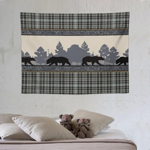 ZhiRain Rustic Bear Tapestry Wall Hanging Retro Cabin Country Vintage Tribal Aztec Abstract Geometric Tapestries Home Decor for Living Room Bedroom Farmhouse Apartment Dorm 30"x40" - color: Cabin-25, size: 30"L x 40"W