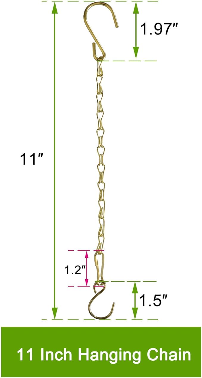 Chain for Hanging Plants,11 Inch Gold Hanging Chain, Small Basket Chain Kits with Hooks for Bird Feeder Planter Porch Wind Chime (Gold, 11 Inch-6PCS)