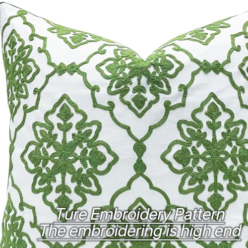 Slow Cow Embroidery Decorative Throw Pillow Cover for Couch Modern Bohemian Flower Accent Pillowcase Cushion Cover 18 X 18 Inches Green - color: Green Bohemian Flower, size: 18" x 18" (Pack of 1)