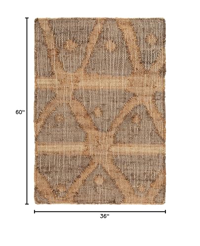 Dash and Albert Rumi Jute Area Rug - 3' x 5' Brown Geometric Handwoven Accent Rug - Durable, Eco-Friendly, High Traffic Area Hallway, Living Room, Stairs - color: Rumi Brown, size: 3' x 5' (Rectangular)