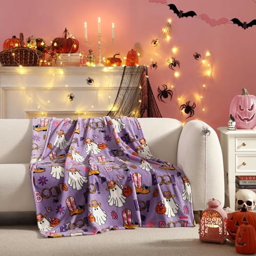 Betsey Johnson - Blanket, Buttery-Soft Throw Blanket for Couch or Bed, Boldly Plush & Oversized Bedding (Howdy Ghouls Purple, 50" x 70") - color: Howdy Ghouls Purple