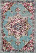 Rugs.com Fleur Collection Rug – 7' x 10' Light Blue Medium-Pile Rug Perfect for Bedrooms, Dining Rooms, Living Rooms - color: Light Blue 11, size: 7' x 10' (Rectangular)