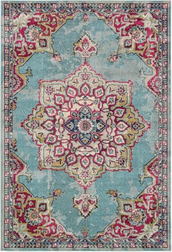 Rugs.com Fleur Collection Rug – 7' x 10' Light Blue Medium-Pile Rug Perfect for Bedrooms, Dining Rooms, Living Rooms - color: Light Blue 11, size: 7' x 10' (Rectangular)