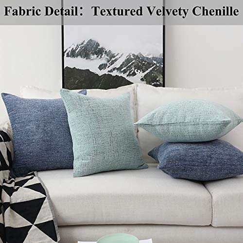 Home Brilliant Throw Pillow Covers for Couch Tweed Chenille Throw Pillow Covers 18x18 Sofa Bench Decorations, 2 Packs, 18 x 18 inches, Greenish Teal - color: Teal, size: 18" x 18" (Pack of 2)