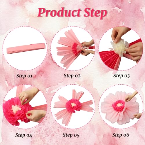 Giegxin 6 Pcs 31.5", 24" Giant Colorful Paper Flowers Mexican Fiesta Tissue Flowers for Wall Decorations Pink White Yellow Large Crepe Flower for Wedding Birthday Classroom Bridal Shower Bachelorette - color: Pink,White,Yellow, size: 31.5", 24"