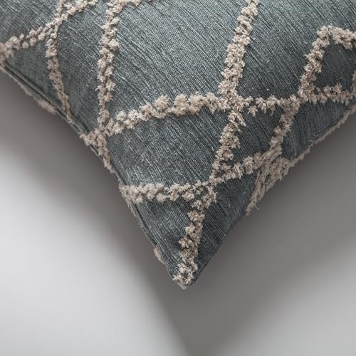 Woven Jacquard Throw Pillow Cover, Pack of 1 Geometric Pattern Textured Decorative Cushion Covers for Sofas, Couches, Fade Resistant Pillow for Sofa & Couch, Savoy, Blue, 18x18 Inch - color: Blue - Savoy