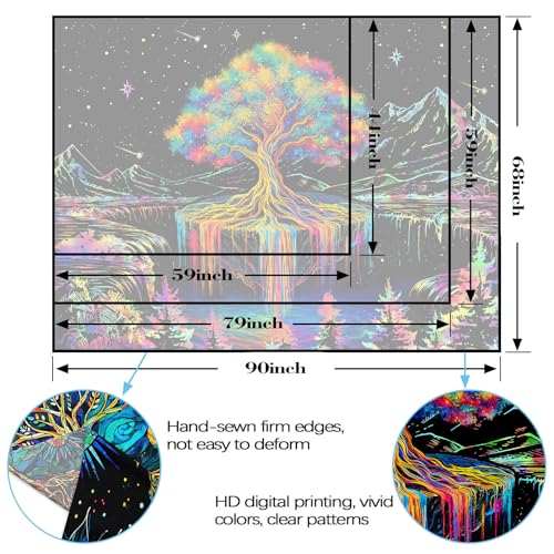 Spenlife Stained Glass Tree of Life Tapestry Fantasy Tapestry for Bedroom Colorful Tapestries Wall Hanging Bedroom Living Room Wall Art and Home Decor 44x60 - color: Blue, size: 60"L x 44"W