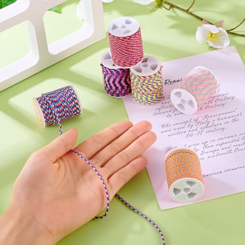 26.22 Yards 1.5mm 4-Ply Polycotton Metallic Cord Colorful Macrame Braided Cord Jewelry Beading Thread for Friendship Bracelet DIY Crafts Macrame Rope Wall Hangers Decoration - color: Mixed Color 1, size: 1.5mm