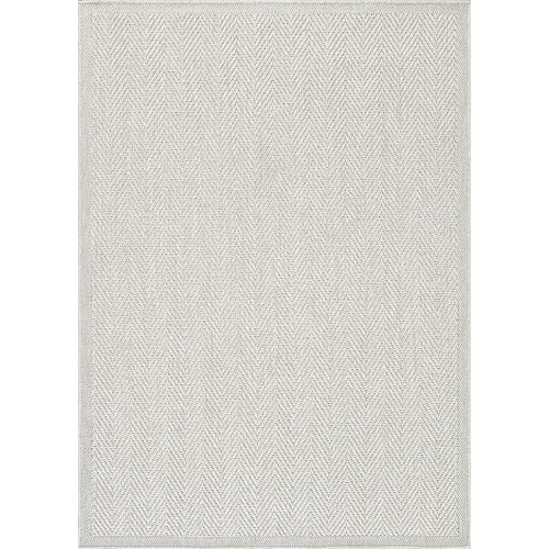CAMILSON Easy Jute Rug 4x6, Indoor Outdoor Off-White Color Fiber Area Rugs for Living Room Patio and Kitchen Rug Herringbone Seagrass Woven Design Easy-Cleaning Washable Outside Carpet Alfombras 4 x 6 - color: Herringbone/Bone, size: 4' x 6' (Rectangular)