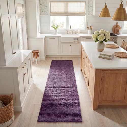 SAFAVIEH Natural Fiber Collection Runner Rug - 2'6" x 8', Purple, Handmade Jute, Farmhouse Style, Chunky Textured Thick Pile (NF447B) - color: Purple, size: 2'6" x 8' (Runner)