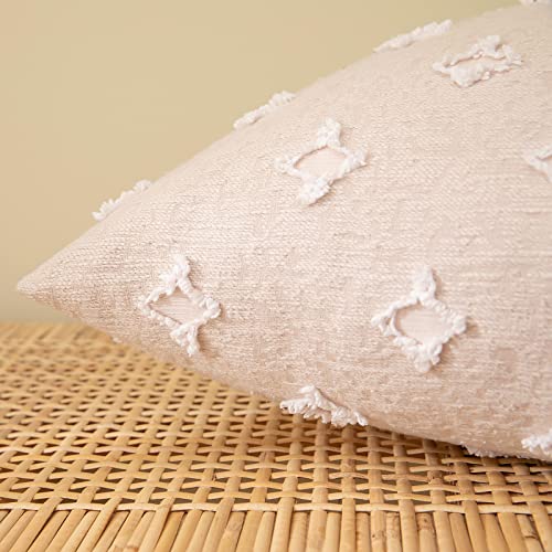 EMEMA Decorative Throw Pillow Covers Rhombic Jacquard Pillowcase Cushion Case Square for Couch Sofa Bed Living Room Bedroom Set of 2, 18x18 Inch, Beige - color: Beige, size: 18" x 18" (Pack of 2)