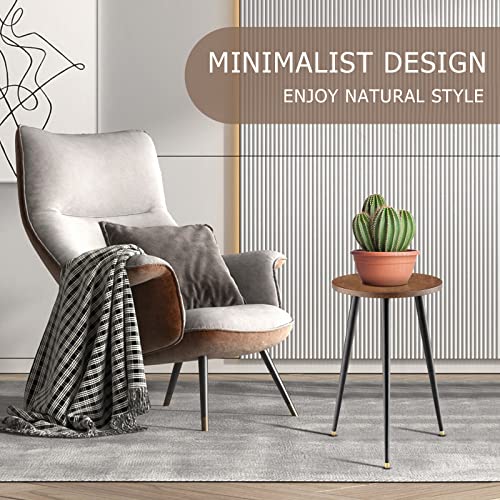 KINNARY Tall Plant Stand Indoor, Mid Century Wood Plant Stand Plant Table for Flower Pots, Heavy Duty Metal Plant Holder, Modern Home Decor Small Round Side End Table (11.8"x20") - color: Walnut 11.8"x20"