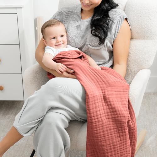 Comfy Cubs Muslin Baby Blanket - Soft, Lightweight, 6-Layer Cotton Swaddle Blankets for Newborns, Infants & Toddlers - 40" x 40" Large, Breathable & Versatile for Sleeping & Tummy Time - Dusty Rose - color: Dusty Rose, size: Baby - 40" X 40"