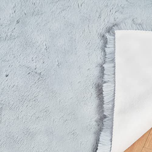 Ghouse Ultra Soft Faux Rabbit Fur Rug 6x9, Machine Washable Area Rugs for Bedroom Fluffy Rugs for Living Room, no-Shedding Carpet Sheepskin Rug Grey - color: Grey, size: 8'10" x 5'11" (Rectangular)