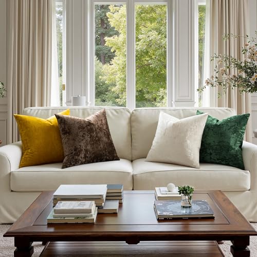 MIULEE Velvet Throw Pillow Covers Set of 2, Soft Neutral Decorative Pillow Cases with Luxurious Textured Vintage Cushion Covers for Home Decor Couch Sofa Bed,Brown 18x18 inch - color: Brown, size: 18" x 18" (Pack of 2)