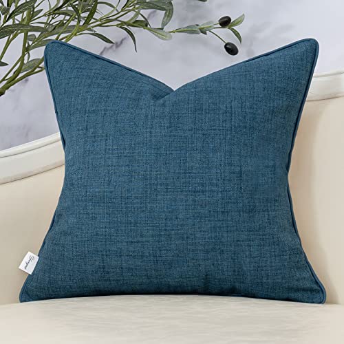 Yangest Patchwork Pillow Cover 18x18 Inch Luxury Cotton and Linen Cushion Cover Square Pillowcover for Couch Bedroom Living Room, Blue - color: Blue, size: 18" x 18" (Pack of 1)