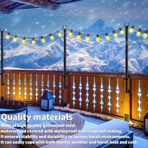 SINLEY 2 Pack 5Ft String Light Poles,Light Poles for Outside String Lights,Outdoor Light Poles with Fork,Metal Pole Stand for Patio,Backyard,Deck - style: 2 Pack 5Ft
