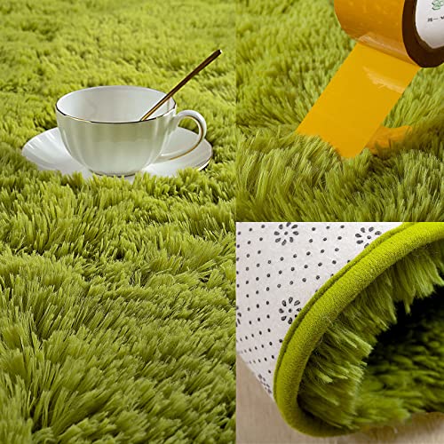 Kelarea Area Rug for Living Room, 4x6 Non-Slip Green Rug Fluffy Soft Shag Rugs, Fuzzy Shaggy Plush Carpet for Bedroom, Nursery Rooms, Home Dorm - color: Grass Green, size: 6' x 4' (Rectangular)