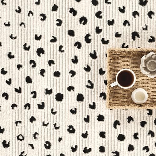 Abani Neutral Collection Cream Area Rug 6' x 9' for Living Room, Bedroom - Modern Design - Durable & Easy to Clean - color: Black, size: 6' x 9' (Rectangular)